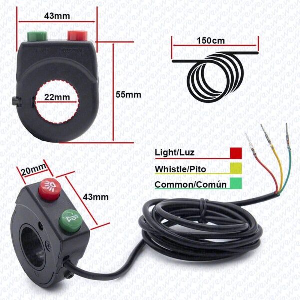 Botonera para Luz/claxon 2F - Imagen 2