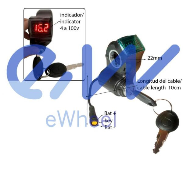 Llave de contacto con voltímetro - Conector waterproof - Imagen 2