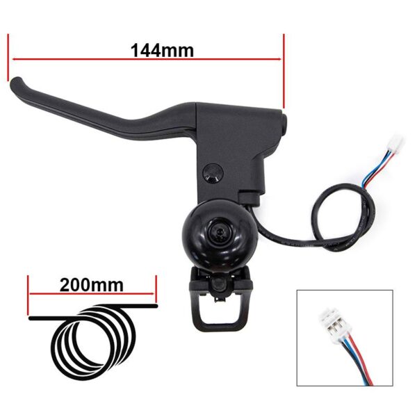 Maneta de freno con hall. tensor y timbre L para Ninebot F y D - Conector JST ZH - Imagen 2