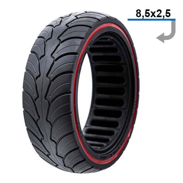 Rueda maciza ultraligera 8x2.5-6.1/B58 - línea roja (válido para Dualtron Mini) [Ewheel]